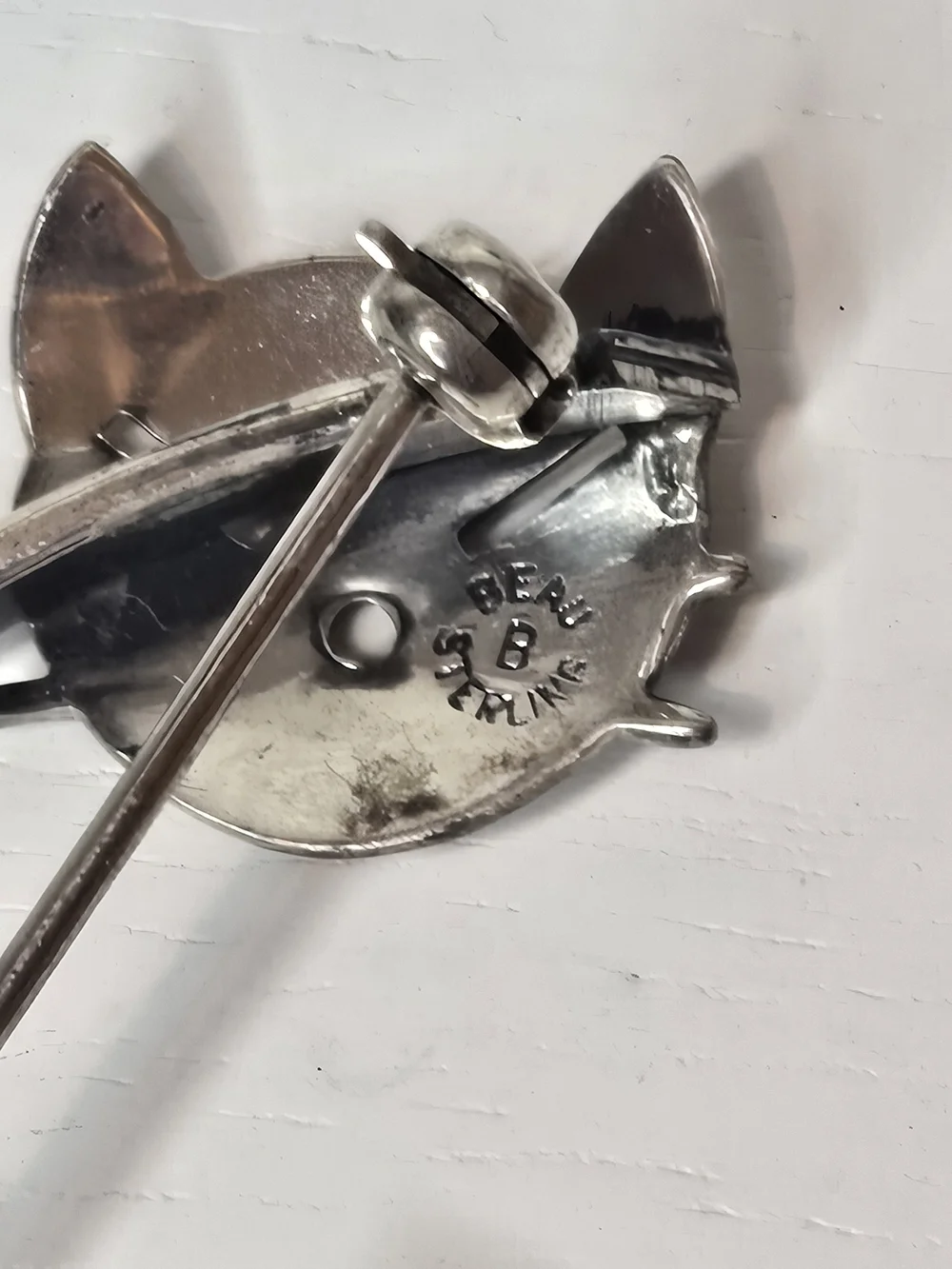Vintage Sterling Silver Cat Kitten Brooch Pin - Beau 925 Hallmarked